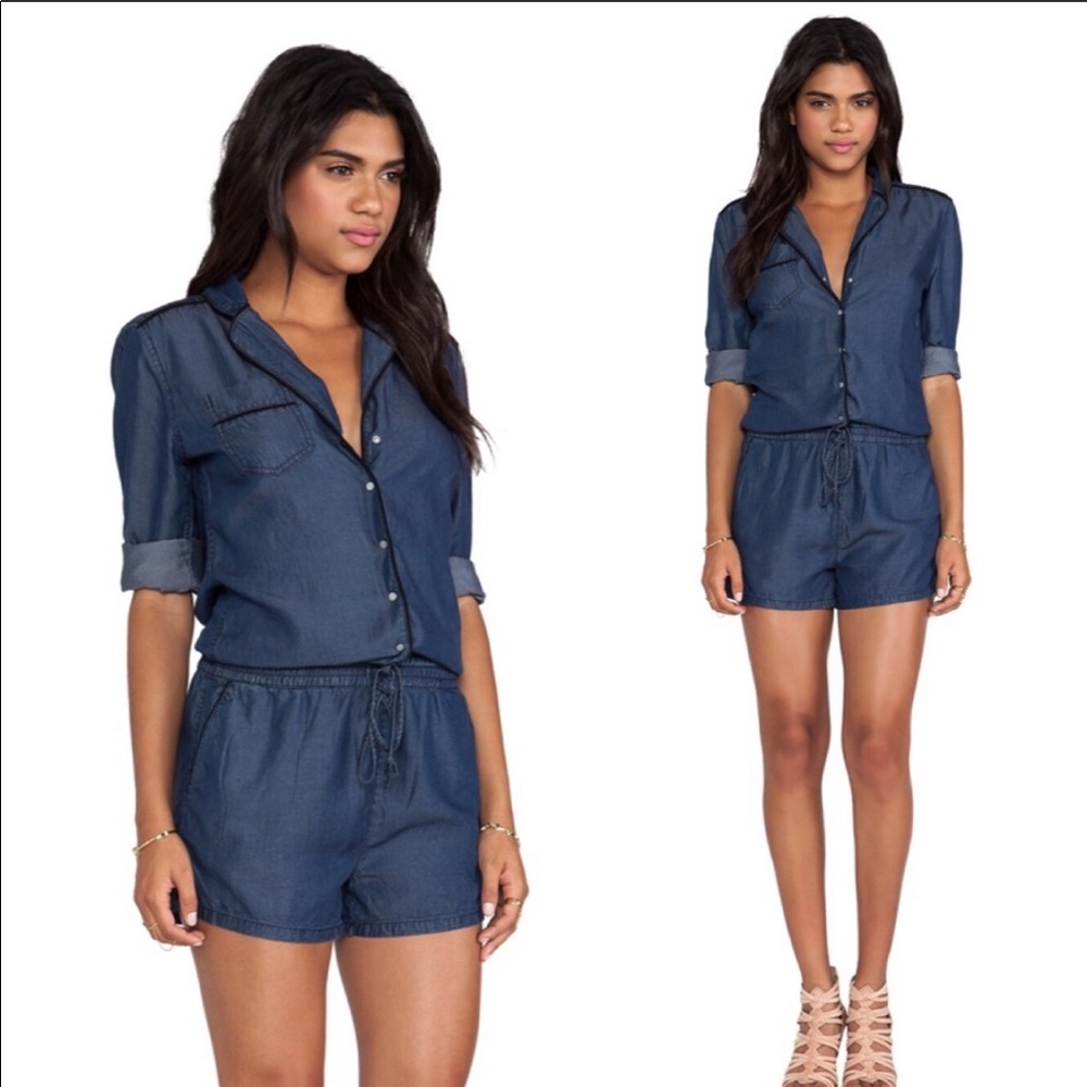 Blank NYC denim chambray jean shorts romper s